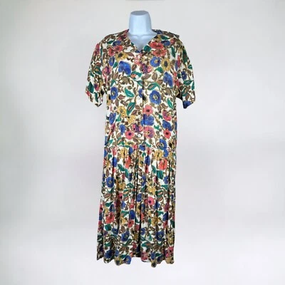 Vintage Express Compagnie International Medium Dress 90s Grunge Floral Colorful - Изображение 1 из 4