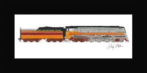 Alfombra Milwaukee Road 4-6-4 #100 10""x17"" impresa en 10""x20"" firmada por Andy Fletcher - Imagen 1 de 1