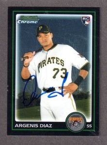 2010 BOWMAN CHROME BDP 99  Argenis Diaz  RC  PIRATES   SIGNED AUTOGRAPH AUTO COA