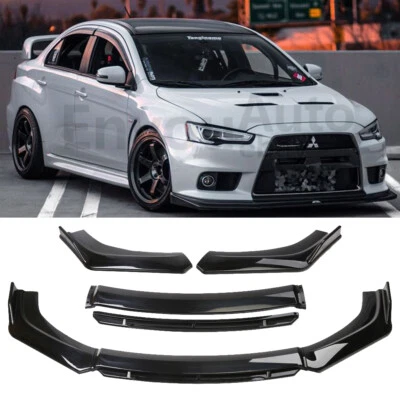 For Mitsubishi Lancer universal Front Bumper Lip Spoiler Body Kit Glossy black - Image 1 of 4