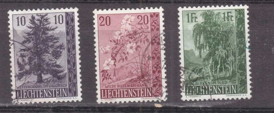 LIECHTENSTEIN, 1957 Trees and Bushes set of 3, used. - Image 1 of 1