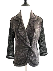 Alberto Makali Womens Mesh Cardigan Top Size M Black Double Breasted Blazer - Picture 1 of 12