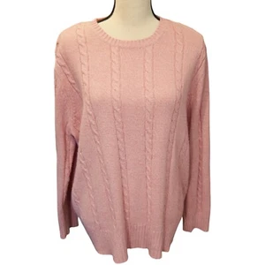 North Crest Women’s Vintage Cable Knit Light Pink Pullover Crew Neck Sweater 2X - Picture 1 of 8
