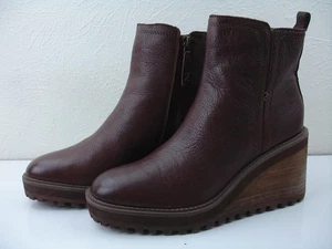 Elegante braune Damenstiefel 11 M Zodiac Julie Leder Keilabsatz Plateau seitlicher Reißverschluss - Bild 1 von 11