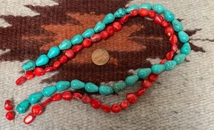 2 strands coral/turquoise color Howlite beads/(a904-w3) - Imagen 1 de 2