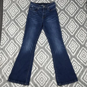 Lucky Brand Damenjeans 8/29 Stevie hoher Bund Schlag dunkle Waschung blau 31" Schrittlänge - Bild 1 von 10