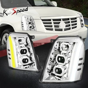 LED DRL Projector Headlight Chrome Clear for Cadillac Escalade ESV EXT 2007-2014 - Bild 1 von 9