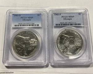 1983 P&D $1 Olympic Silver Dollars PCGS MS 69 Item 9547 - Picture 1 of 5
