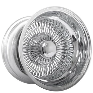 15x10" LA Wire Wheels Reverse 100-Spoke Straight Lace Chrome Rims (A01) - Picture 1 of 10