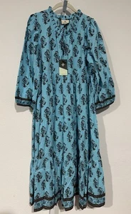 TUCKERNUCK Tropical Turquoise Bouquet Long Sleeve Salty Paloma Caftan Size Large - Picture 1 of 11