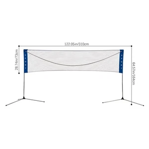 Badminton Net 3m/4m/5m/6m with Stainless Steel Frame & Storage Bag Easy Setup - Picture 1 of 25