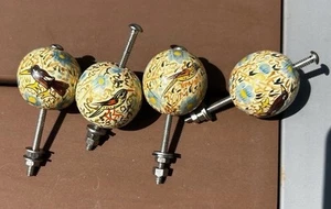 Bird Cabinet knobs single mount Hand Painted Drawer Pulls Wood - Picture 1 of 12