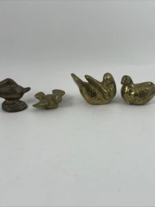 Vintage Mini Solid Brass Hen Dove Swan Figurines Trinkets - Picture 1 of 7
