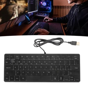 64 Keys RGB Backlit Keyboard USB Wired Gaming Keyboard Mute Compact Small - Picture 1 of 24