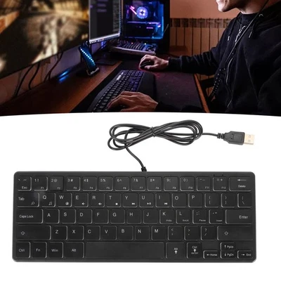 64 Keys RGB Backlit Keyboard USB Wired Gaming Keyboard Mute Compact Small - Image 1 of 4