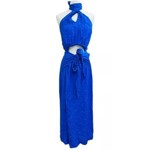 & Other Stories 'Halter' Blue Cut-Out Sleeveless Midi Dress Size 4 - NWT - Picture 1 of 5