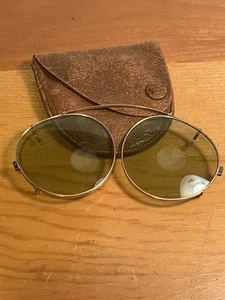 B&L Ray Ban 1/10 12K Gold Fill 46mm Green G-15 clip-on sunglasses +pouch case - Picture 1 of 16