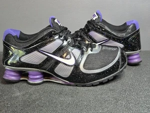 Nike Turbo Shox 11 Girls Running Shoes Black and Purple Sparkle Sz 6Y - Picture 1 of 5