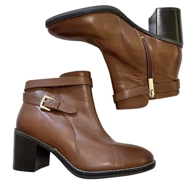 Botines de cuero con correa Hush Puppies Hannah talla 7,5 AMPLIOS marrón tacón cómodo Foto 1 de 4