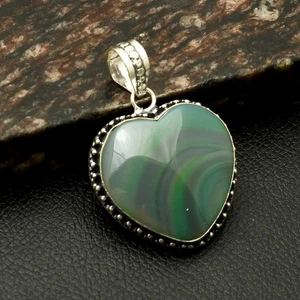 Botsuana Ágata Piedras Preciosas Étnicas Hechas a Mano Corazón Colgante Joyería Regalo 2.4"DP-2891 - Imagen 1 de 1