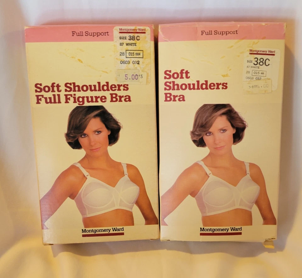 Set of 2 Lot VTG MONTGOMERY WARD WHITE  BRA 38 C NIB 28-10603 FULL SUPPORT NEW - Image 1 of 4