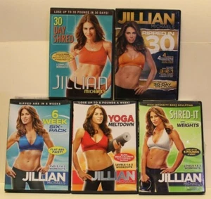 5 Jillian Michaels DVD lot Yoga meltdown 6 week six pack shred it with weights - Imagen 1 de 7