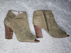 Botines NINE WEST Punta Abierta Botas Peep Toe Tacones Talla Cuero gamuza tostado 6 M - Imagen 1 de 18