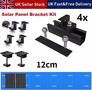 Solar Panel Mounting Rail Bracket Holder 4 Pieces Middle/End Clamp Fixing Kit UK - Picture 1 of 33
