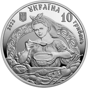 Moneda Borshch Ucraniana 5 Hryven 1 Oz, Plata 2023 - Imagen 1 de 2