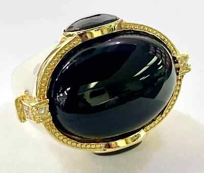 HSN Cristina Sabatini Onyx Sterling Silver mystic Dome Ring Size 9 - Image 1 of 4