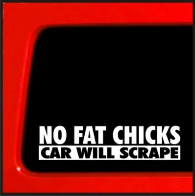 Sticker Connection | No Fat Chicks Car Will Scrape | Bumper carro caminhão engraçado - Imagem 1 de 4