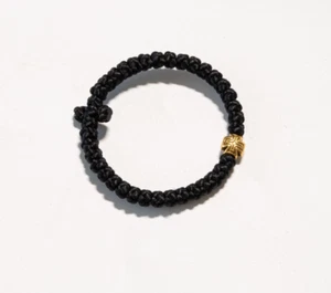 Black Gold rosary bracelet Two coloured wrist prayer rope Unique hand komboskini - Picture 1 of 1