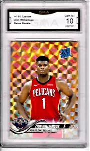 ZION WILLIAMSON 2019 NEW ORLEANS PELICANS RC GMA GRADED GEM-MT 10 PERFECT - Bild 1 von 2