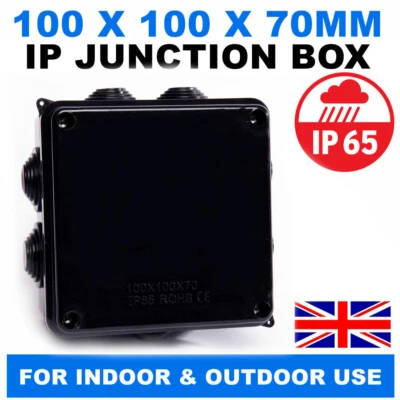SECURICAM BLACK WATERPROOF JUNCTION BOX 100 X 100 X 70MM IP65 PVC PLASTIC FOR OUTSIDE UK