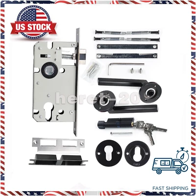 Juego de cerradura de palanca de entrada de puerta antigua europea clásica cerradura de manija de mortaja de seguridad Foto 1 de 4