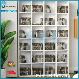 Estantería moderna blanca estantería de almacenamiento de CD/DVD unidad de estante de medios blanca - Imagen 1 de 12