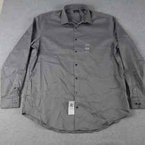 Van Heusen Shirt Mens 18.5 37/38 Tall Stain Shield Button Gray Long Sleeve NWT - Picture 1 of 7
