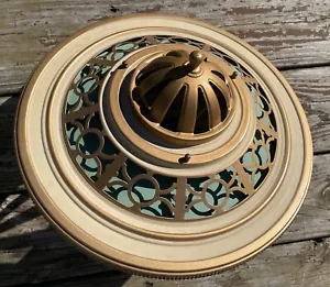 VTG Metal Mid Century Lamp Shade Cover Hollywood Regency MCM Semi Flush - Picture 1 of 10
