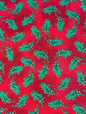 1/2 Yard CHRISTMAS HOLLY 100% Cotton Fabric 18" X 44" NEW (4.5) - Image 1 of 4