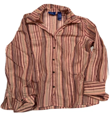 Blusa Top Camisa Para Mujer JH Coleccionables Rayas Talla XL Semi Transparente Foto 1 de 4