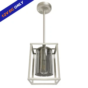 Lámpara colgante de luz de techo colgante LED retro de vidrio gris tintado 12V 20,8" - Imagen 1 de 7