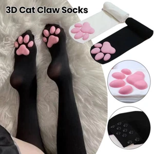 Lindos calcetines hasta la rodilla Lolita con almohadilla de pata de gato de silicona 3D estilo Lolita para disfraces - Imagen 1 de 16