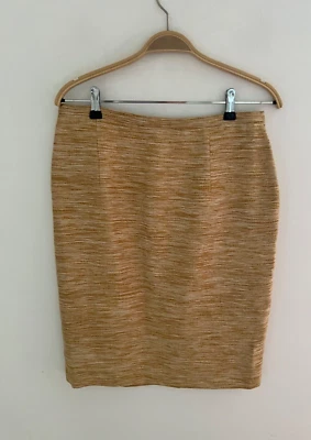 Jaeger UK 14 Lined Skirt Gold Pattern With Silk - Image 1 of 4