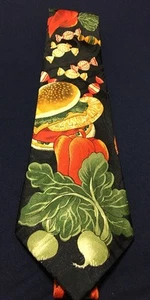 Florence Men's Necktie Food Cook Cookout Hamburger Veggies Candy Summer - Picture 1 of 5