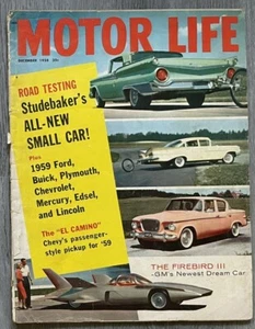 December 1958 MOTOR LIFE ~ Studebaker Lark, Plymouth, Buick tests; 1959 NEW CARS - Picture 1 of 22