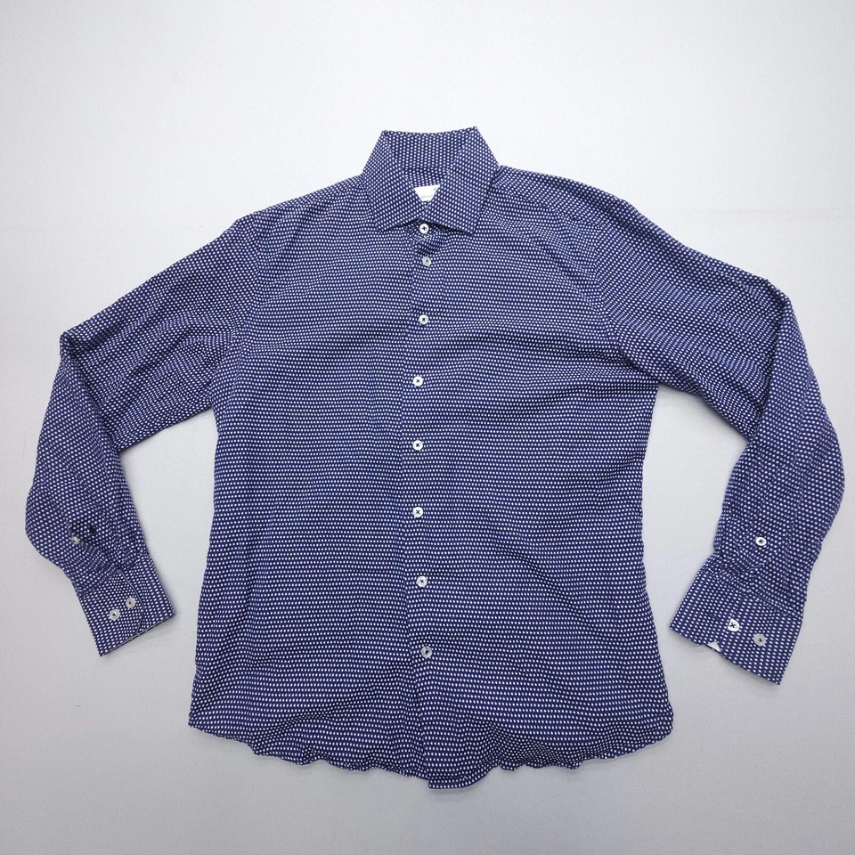 Camisa Toscano Firenze manga larga con botones para hombre pequeña estampado de lunares azul Foto 1 de 4