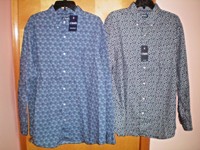 NWT NEW mens blue print CHAPS l/s cotton casual shirt $60 retail