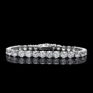 Round Cut Simulated Diamond 20TCW 7" Tennis Bracelet 925 Sterling Silver 5mm - Picture 1 of 10