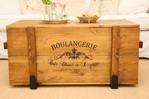 Aparador Mesita baja Madera maciza Mesa de salón tronco Caja vintage en mal - Imagen 1 de 8