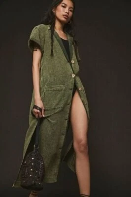 Maxi Vestido Largo Free People Almeda Algodón Lavado Verde S Nuevo 257196 Foto 1 de 4